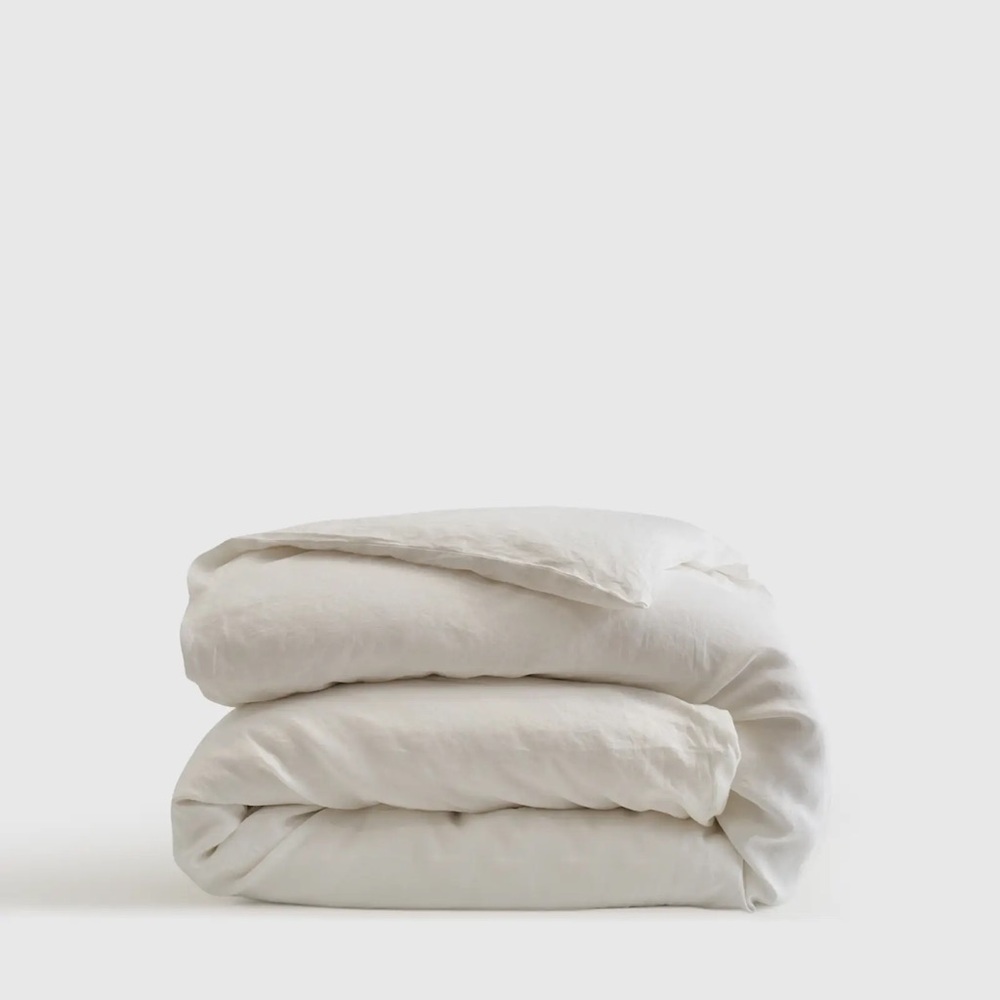 Quince Stonewashed Linen Duvet Cover in Off-White